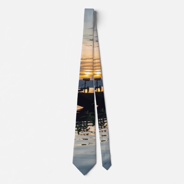 Fishing Boat Sunrise Neck Tie (Front)