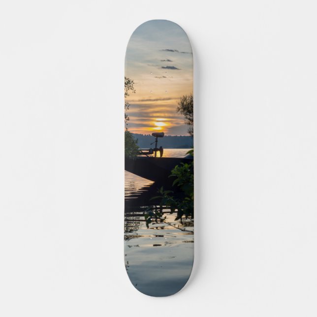 Fishing Boat Sunrise Skateboard (Front)