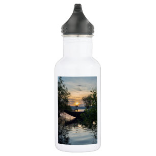 Fishing Boat Sunrise Stainless Steel Water Bottle