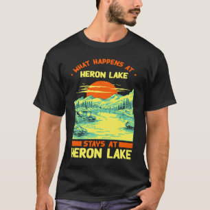 Fishing Boating Camping Lake Vacation Heron Lake T-Shirt