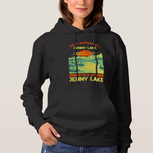 Fishing Boating Camping Lake Vacation Jenny Lake Hoodie (Front)