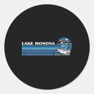 Fishing Boating Camping Lake Vacation Lake Monona Classic Round Sticker