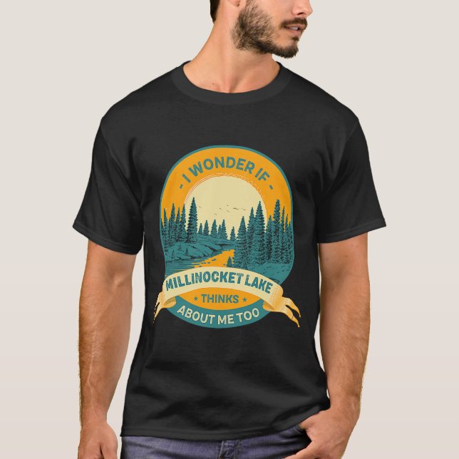 Fishing Boating Camping Lake Vacation Millinocket  T-Shirt (Front)