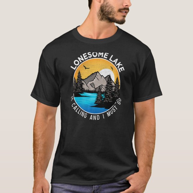 Fishing Boating Camping  Lakeview Lonesome Lake T-Shirt (Front)