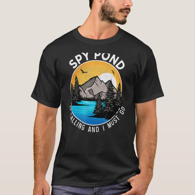 Fishing Boating Camping   Lakeview Spy Pond T-Shirt (Front)