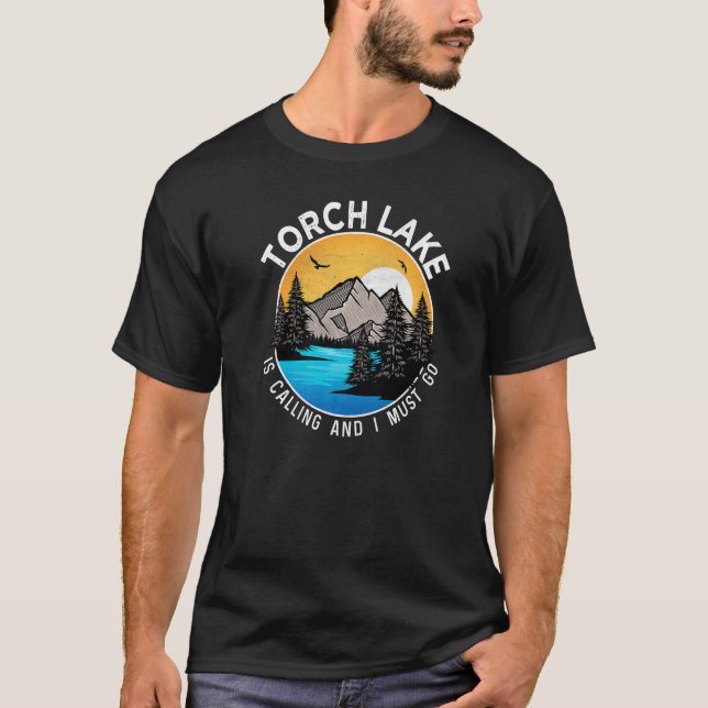 Fishing Boating Camping  Lakeview Torch Lake T-Shirt (Front)