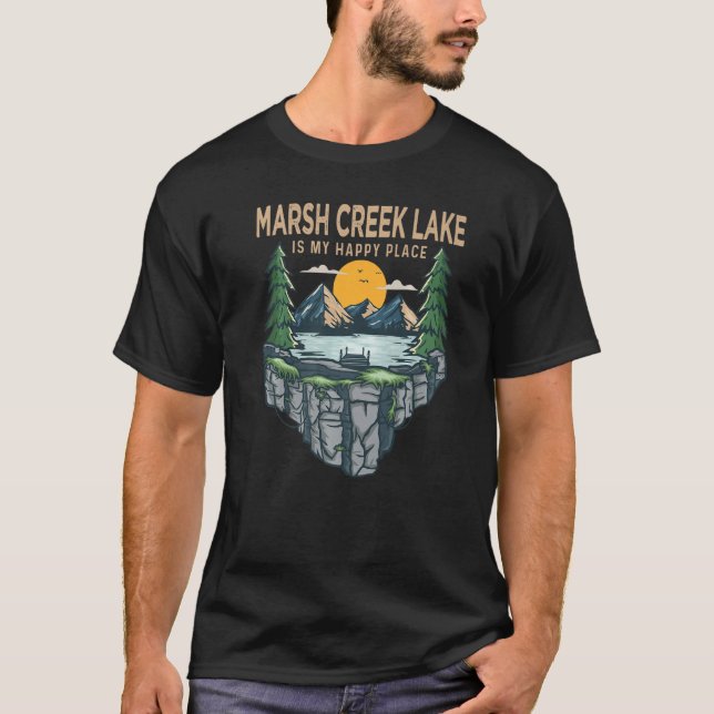 Fishing Boating Camping  My Happy Place Marsh Cree T-Shirt (Front)