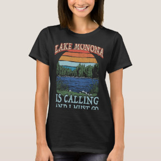 Fishing Boating Camping Retro Lake Vacation Lake M T-Shirt