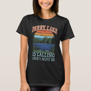 Fishing Boating Camping Retro Lake Vacation Perry T-Shirt