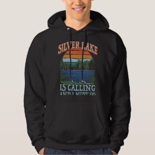 Fishing Boating Camping Retro Lake Vacation Silver Hoodie