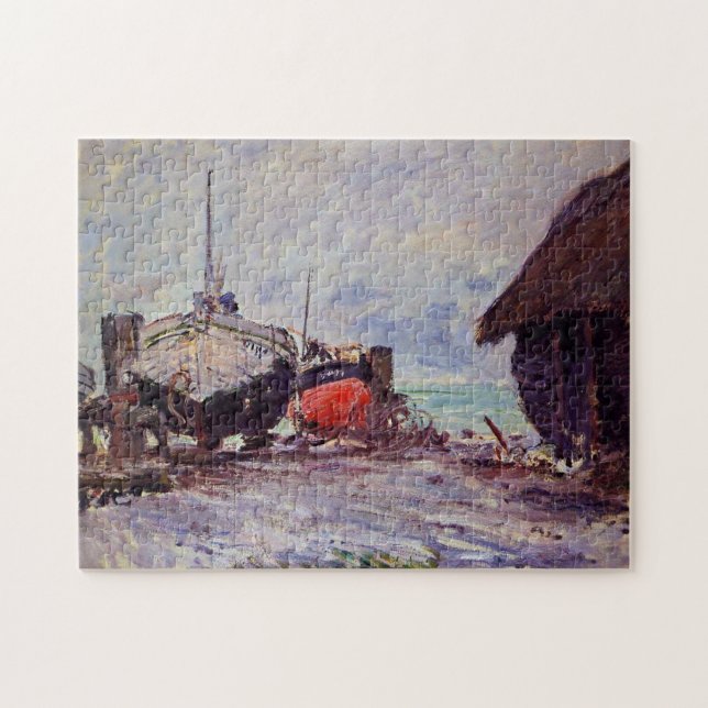 Fishing Boats at Étretat Monet Fine Art Jigsaw Puzzle (Horizontal)