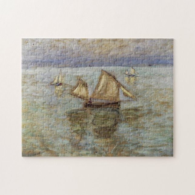 Fishing Boats at Pourville Monet Fine Art Jigsaw Puzzle (Horizontal)