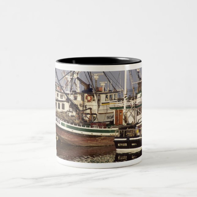 Fishing Boats at Westport WA Two-Tone Coffee Mug (Center)