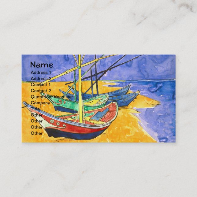 Fishing Boats Beach Saintes-Maries Van Gogh Fine Business Card (Front)