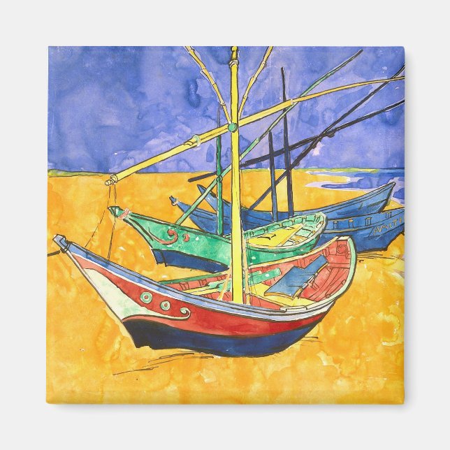 Fishing Boats Beach Saintes-Maries Van Gogh Fine Magnet (Front)