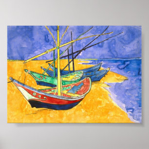 Fishing Boats Beach Saintes-Maries Van Gogh Fine Poster