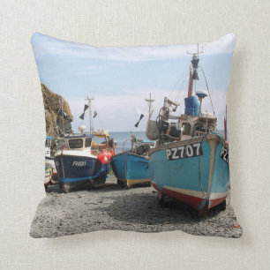 Fishing Boats Cadgwith Cornwall England Cushion
