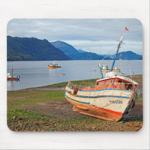 Fishing boats, Hornopiren, Chile Mouse Mat