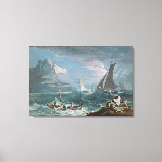 Fishing Boats in a Storm Canvas Print (Front)