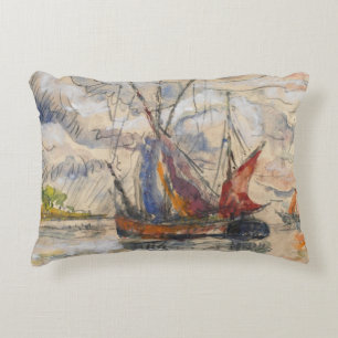 Fishing Boats in La Rochelle, c.1919-21 Decorative Cushion