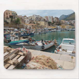 Fishing boats in the Castellammare del Golfo port Mouse Mat