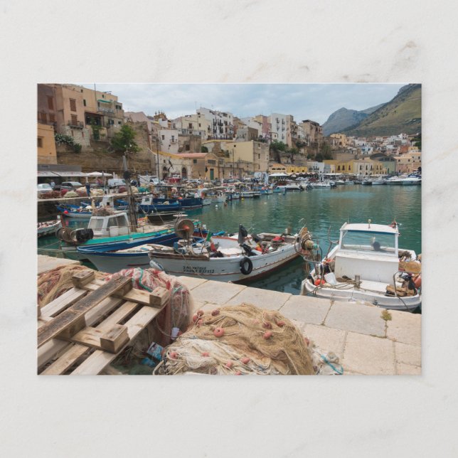 Fishing boats in the Castellammare del Golfo port Postcard (Front)