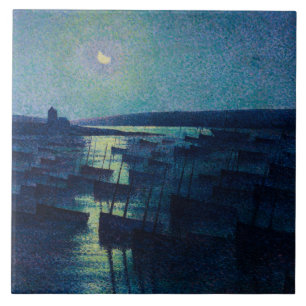 Fishing Boats in the Moonlight (Camaret, France) Tile