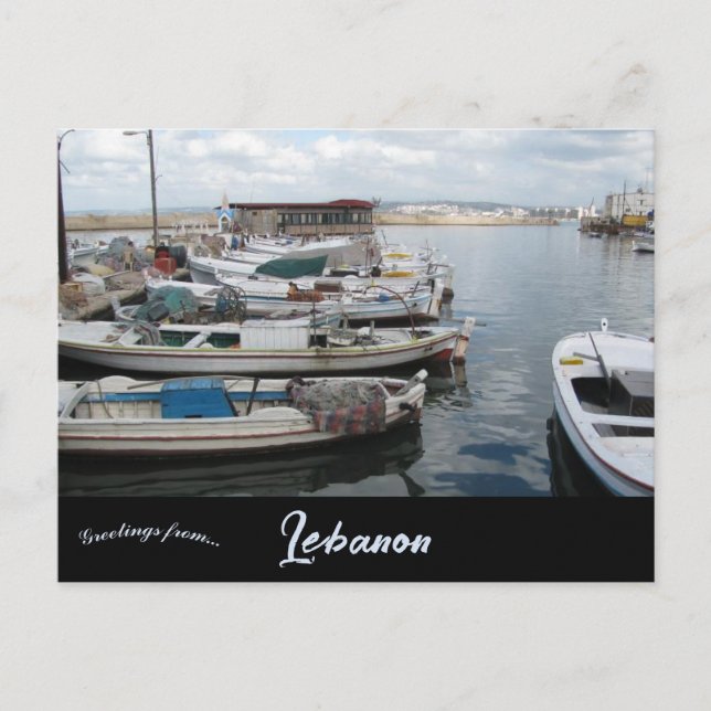 Fishing Boats in Tyre Harbour Lebanon Postcard (Front)