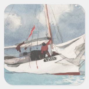 Fishing Boats, Key West Square Sticker