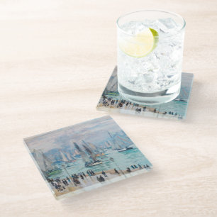 Fishing Boats Leaving the Harbour   Claude Monet Glass Coaster