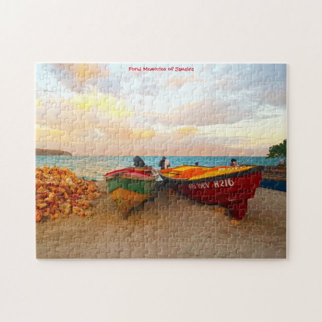 Fishing boats on a Jamaica beach. Jigsaw Puzzle (Horizontal)