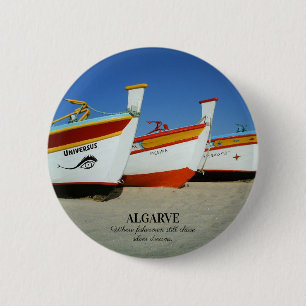 Fishing Boats on Algarve's Beach Photo 6 Cm Round Badge