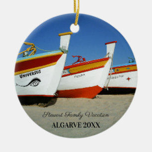 Fishing Boats on Algarve's Beach Photo Ceramic Tree Decoration