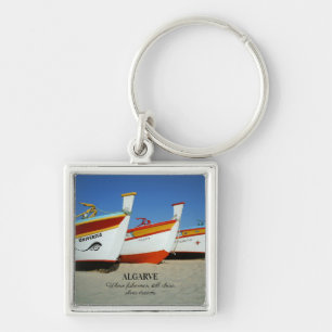 Fishing Boats on Algarve's Beach Photo Key Ring