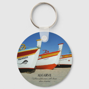 Fishing Boats on Algarve's Beach Photo Key Ring