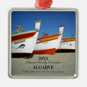 Fishing Boats on Algarve's Beach Photo Metal Tree Decoration