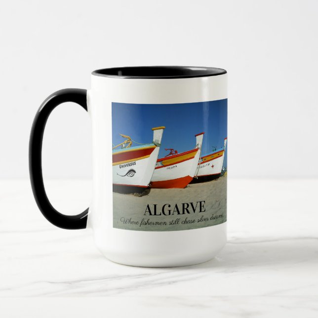 Fishing Boats on Algarve's Beach Photo Mug (Left)