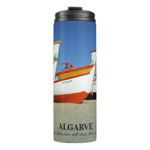 Fishing Boats on Algarve's Beach Photo Thermal Tumbler