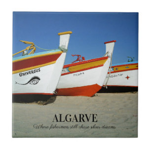 Fishing Boats on Algarve's Beach Photo Tile