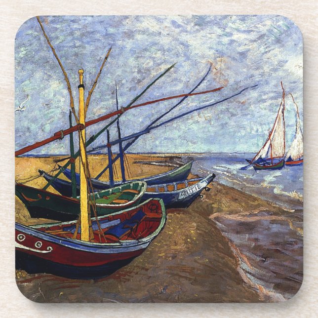 Fishing Boats on Beach Coaster (Front)