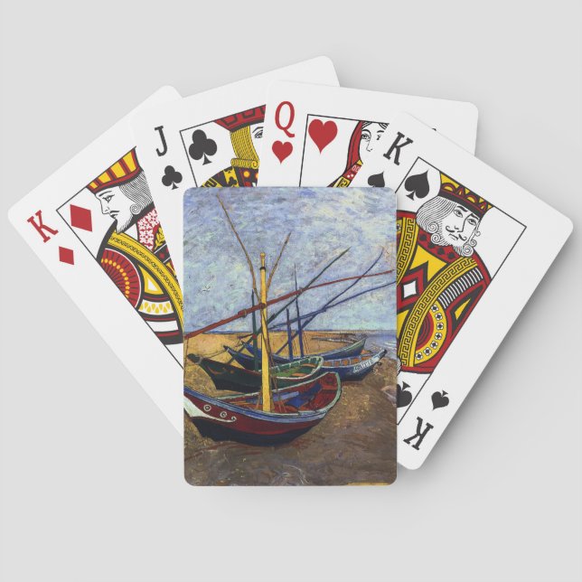 Fishing Boats on Beach Playing Cards (Back)