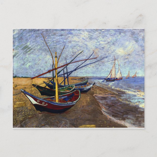 Fishing Boats on Beach Postcard (Front)