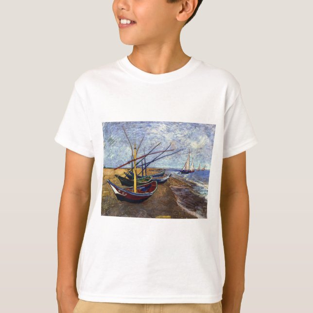Fishing Boats on Beach T-Shirt (Front)