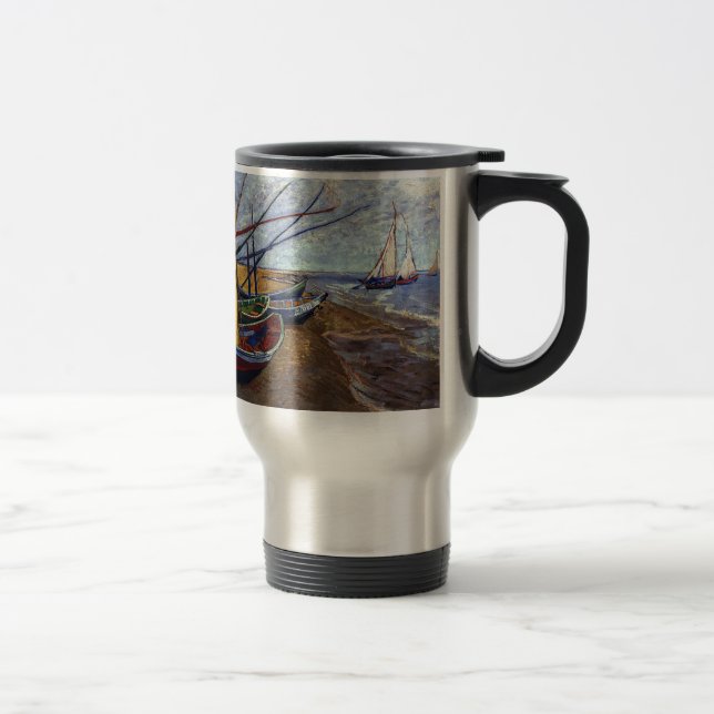 Fishing Boats on Beach Travel Mug (Right)