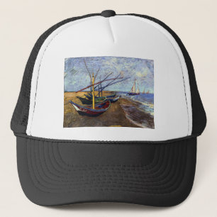 Fishing Boats on Beach Trucker Hat