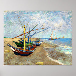 Fishing Boats on Saintes-Maries Beach - Van Gogh Poster