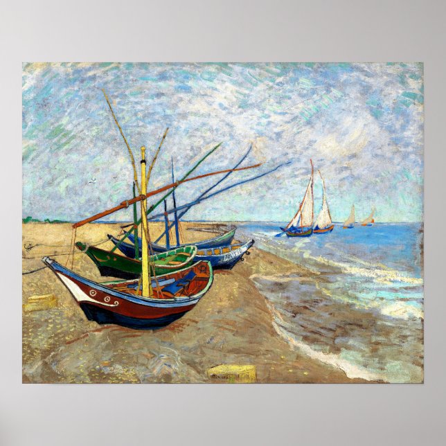 Fishing Boats on Saintes-Maries Beach - Van Gogh Poster (Front)