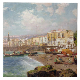 Fishing Boats on the Beach at Marinella, Naples (o Tile