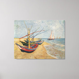 Fishing Boats on the Beach at Saintes-Maries, 1888 Canvas Print