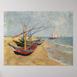 Fishing Boats on the Beach at Saintes-Maries, 1888 Poster
